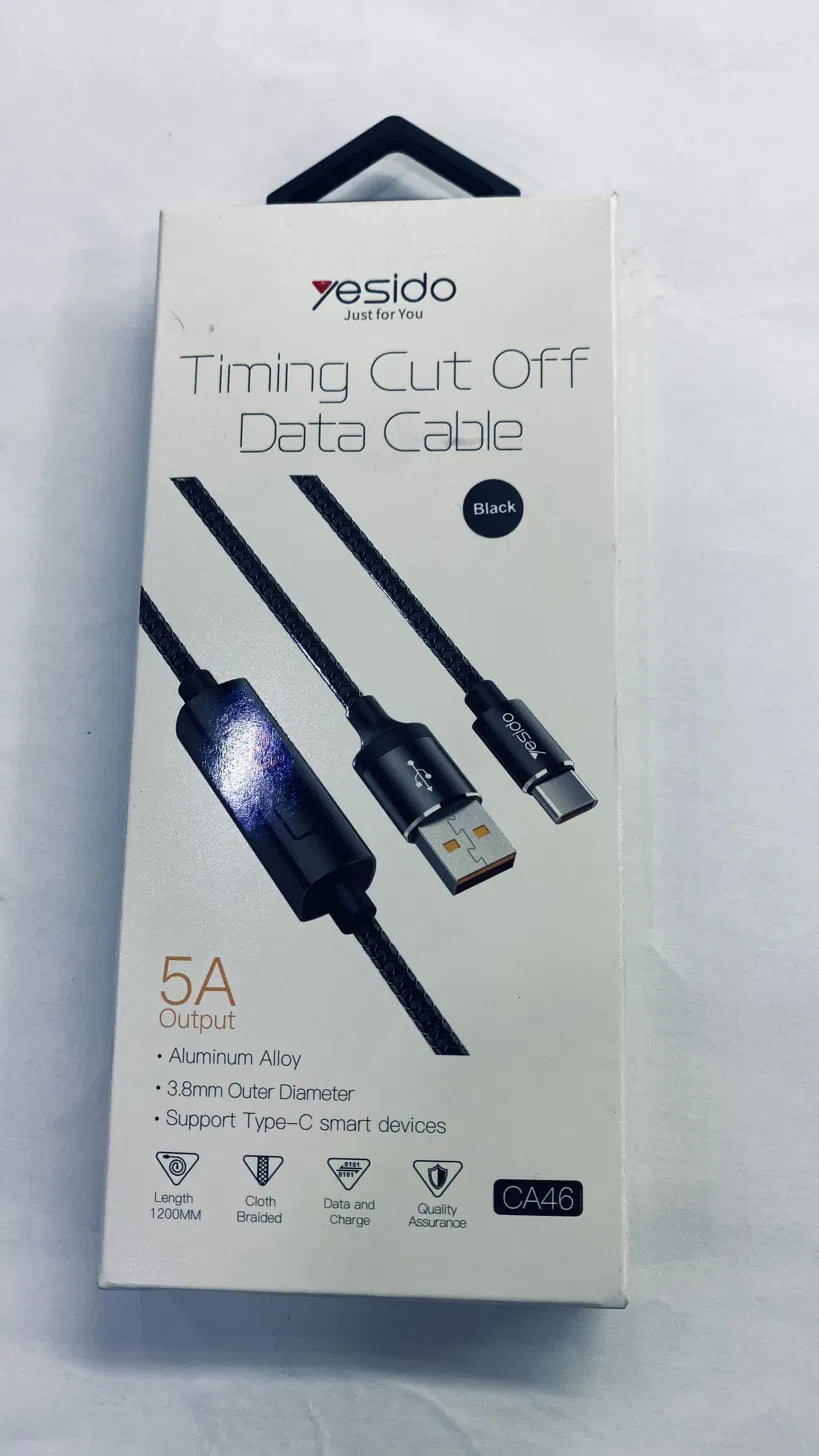 Yesido Timing Cut Off USB-A to USB-C Data Cable 5A 1.2m (CA46)