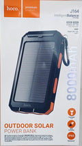 Hoco J164 Outdoor Solar Power Bank 8000mAh — IP65 Waterproof, Dual Flashlight & Compass