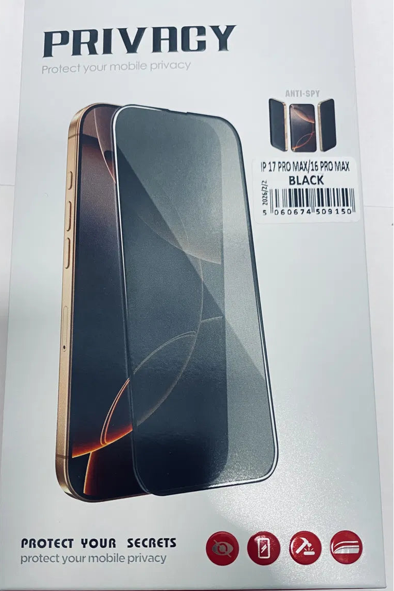 iPhone 17 Pro Max Clear Case + Dark Blue Lens Protector + Privacy Screen Protector Bundle