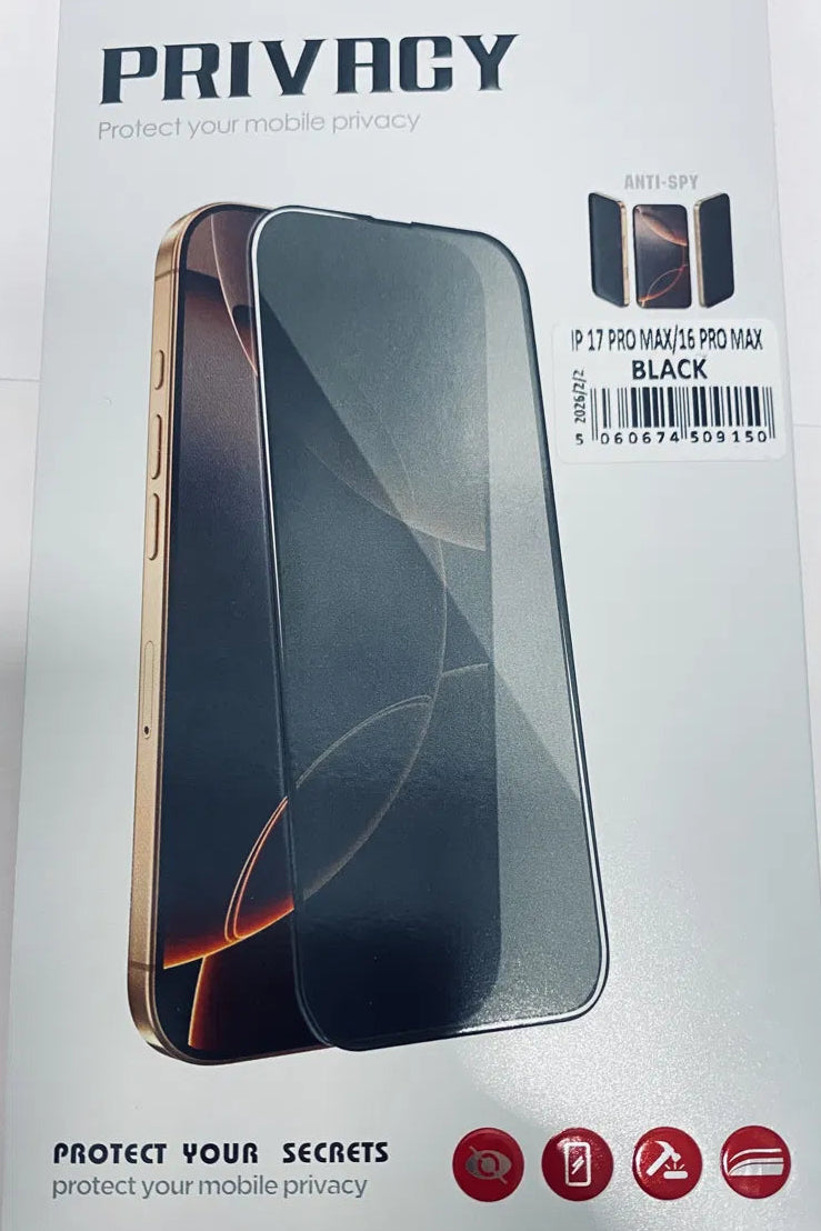 iPhone 17 Pro Max Clear Case + Silver Lens Protector + Privacy Screen Protector Bundle