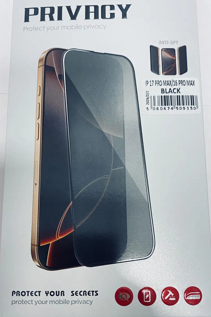 iPhone 17 Pro Max Clear Case + Orange Lens Protector + Privacy Screen Protector Bundle