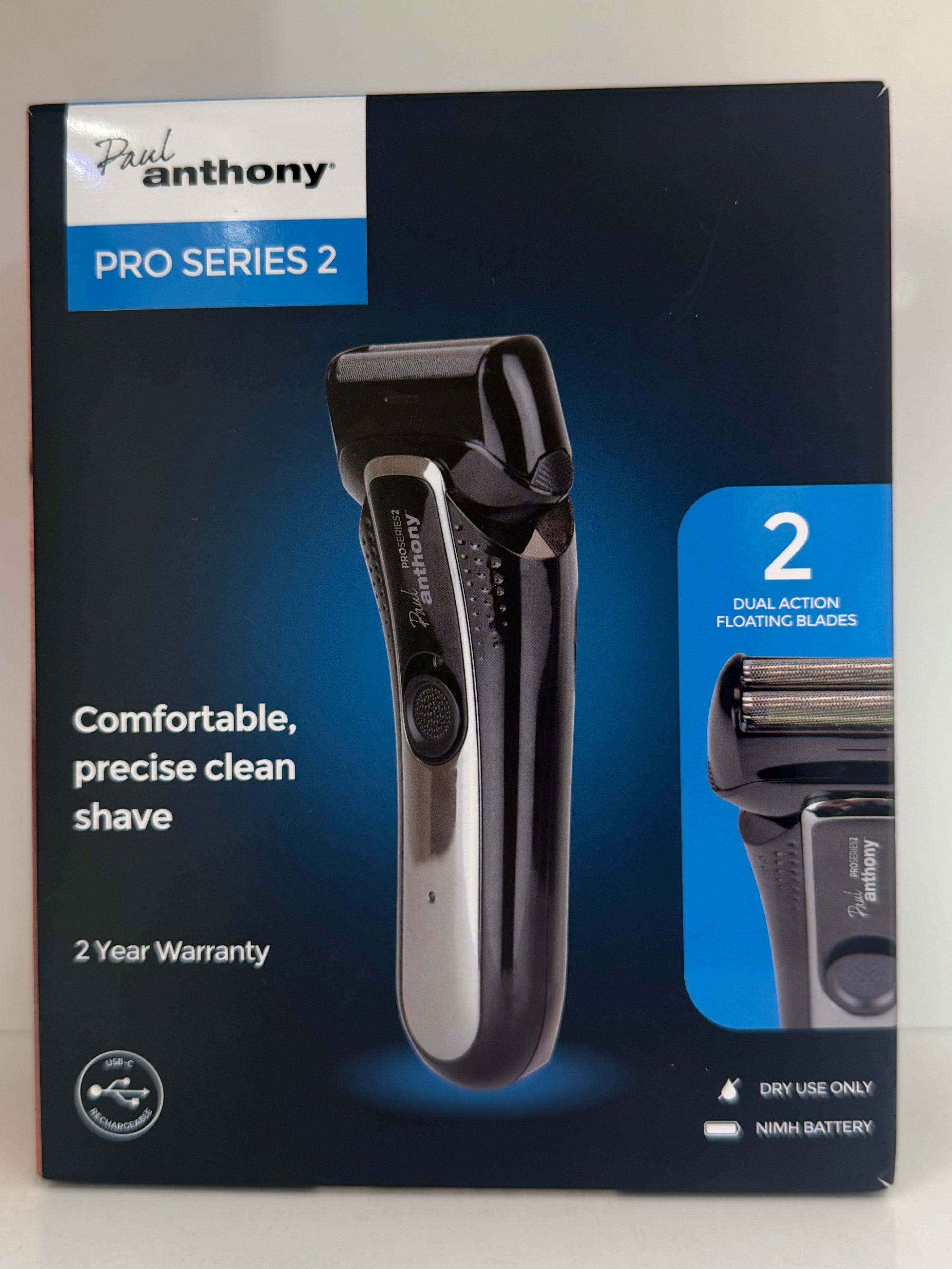 Paul Anthony Pro Series 2 Electric Foil Shaver – Dual Action Floating Blades, USB Rechargeable
