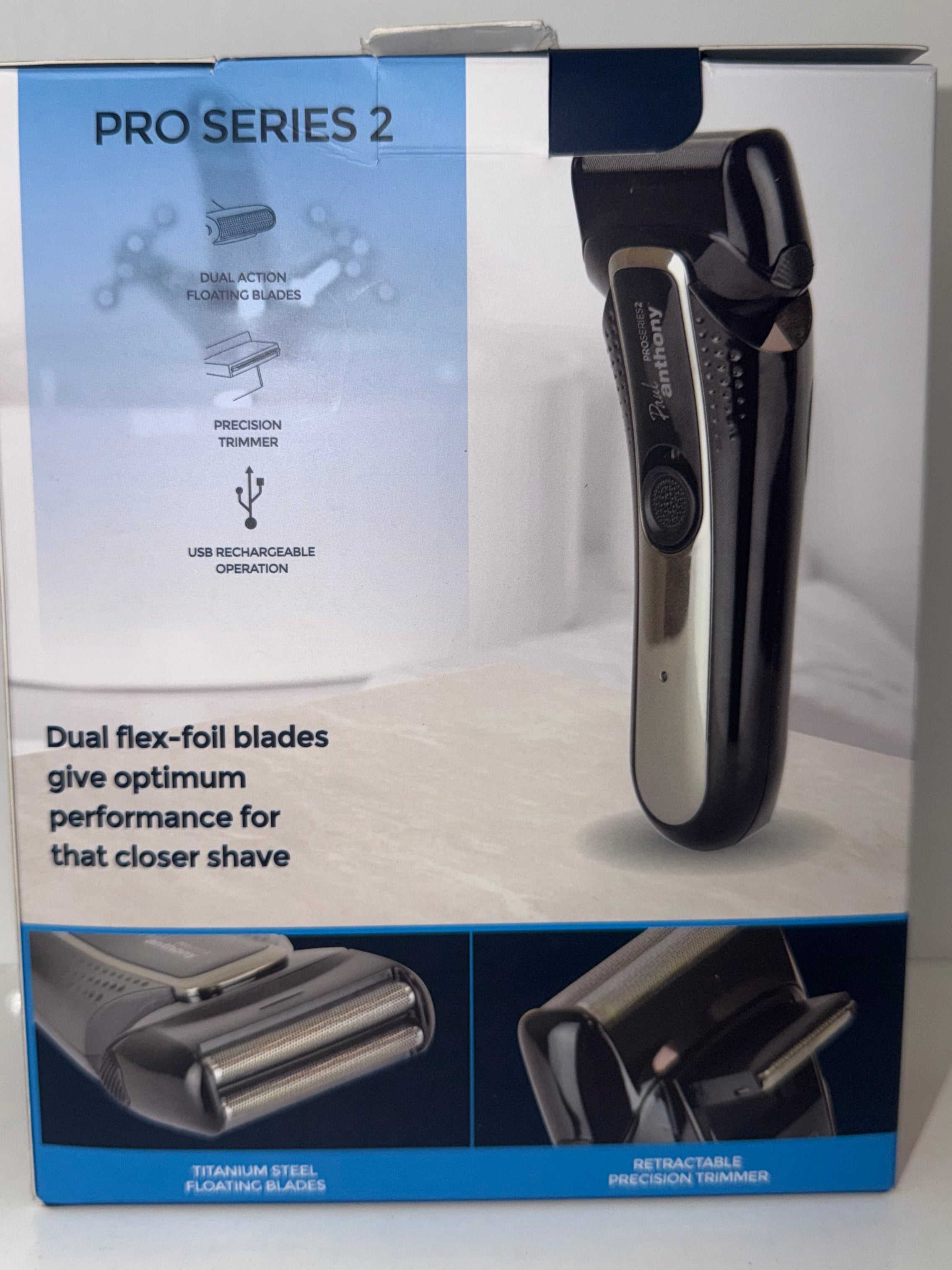 Paul Anthony Pro Series 2 Electric Foil Shaver – Dual Action Floating Blades, USB Rechargeable
