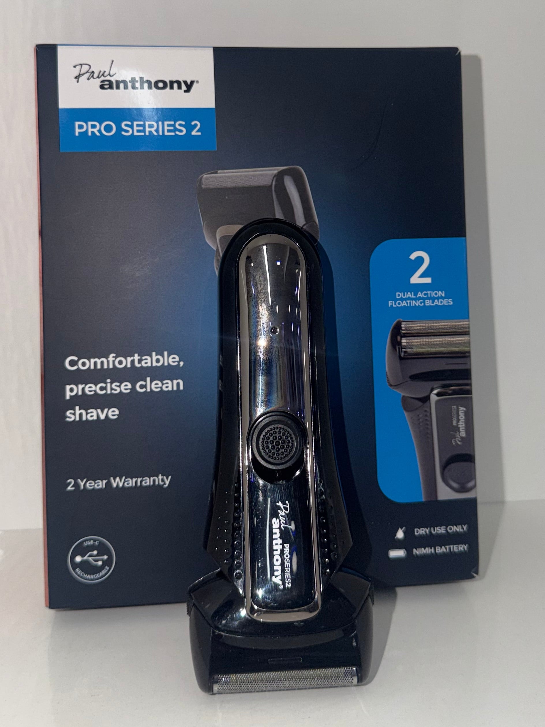 Paul Anthony Pro Series 2 Electric Foil Shaver – Dual Action Floating Blades, USB Rechargeable