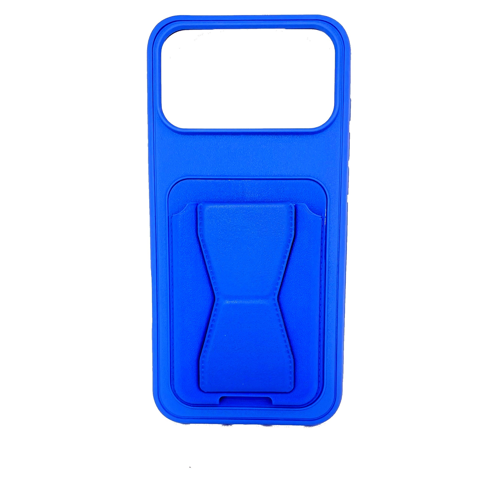 iPhone 17 Pro Max Case – Blue Silicone with Finger Grip Kickstand
