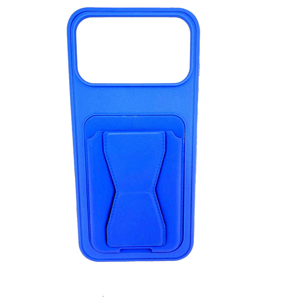 iPhone 17 Pro Max Case – Blue Silicone with Finger Grip Kickstand