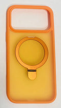 iPhone 17 Pro Max Case Orange | MagSafe Ring Stand Cover | Frosted Transparent