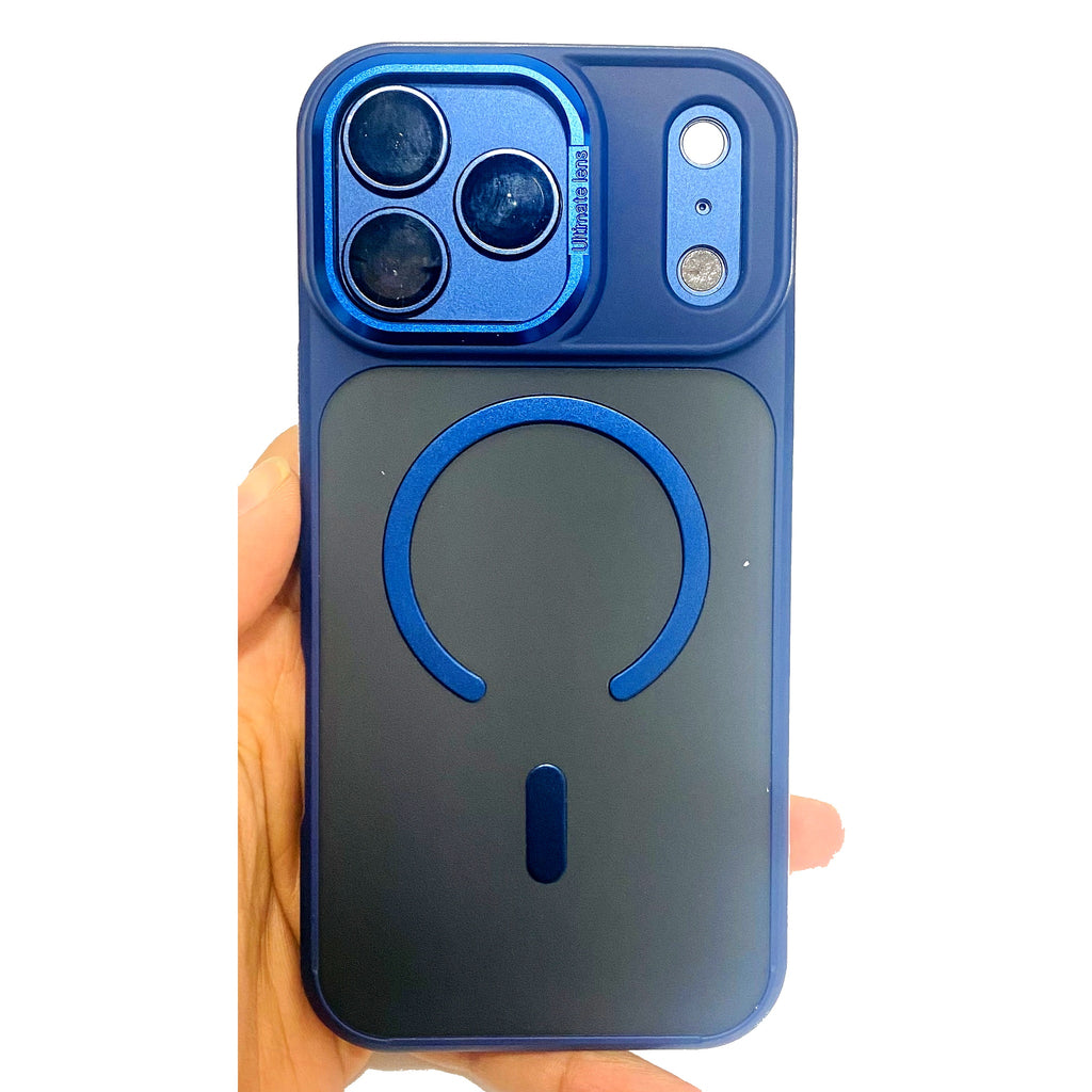 iPhone 17 Pro Max Case – Blue Matte Frosted MagSafe with Camera Lens Protector