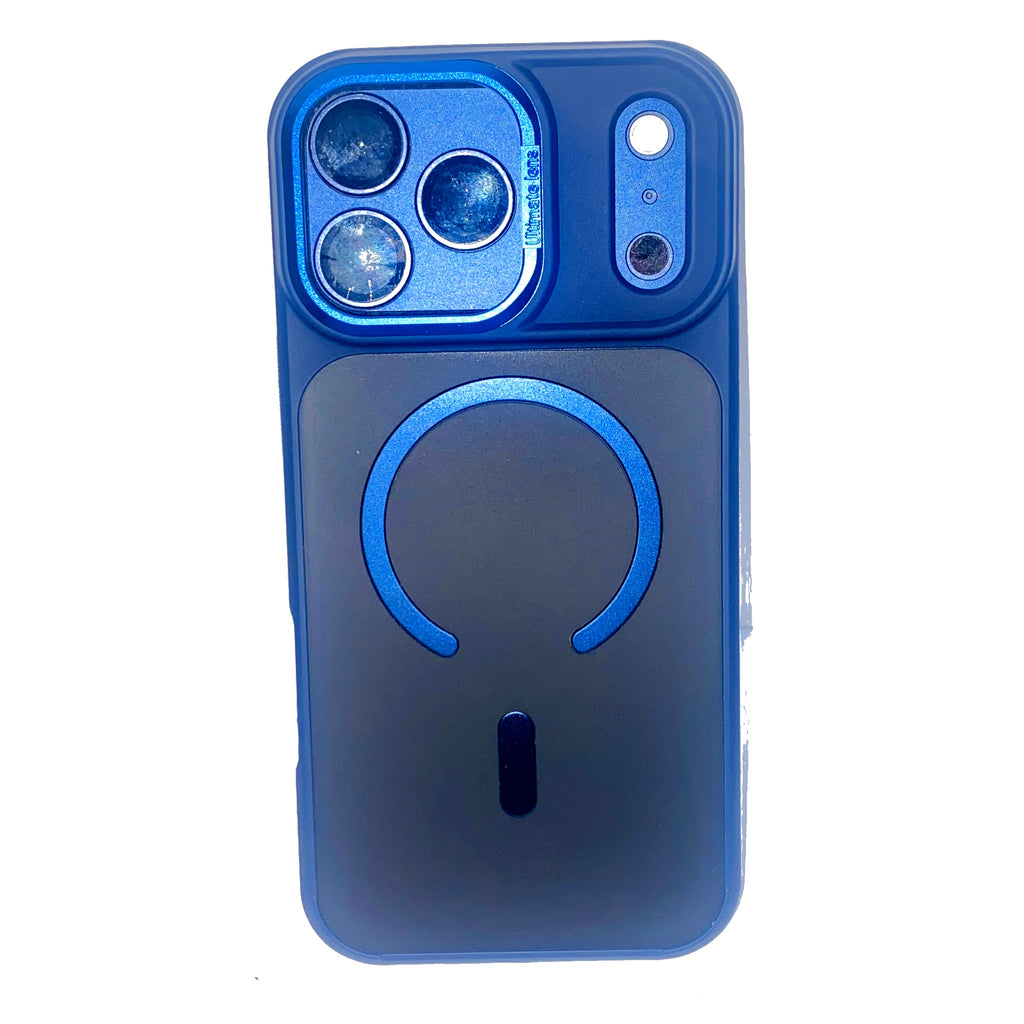 iPhone 17 Pro Max Case – Blue Matte Frosted MagSafe with Camera Lens Protector
